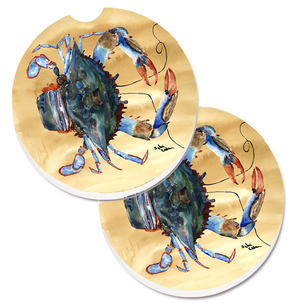 Picture of Carolines Treasures 8156CARC Crab Set of 2 Cup Holder Car Coaster