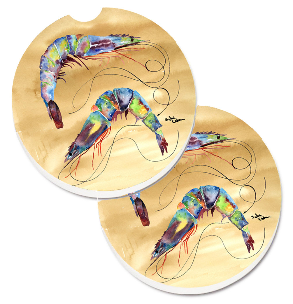 Picture of Carolines Treasures 8158CARC Shrimp Set of 2 Cup Holder Car Coaster