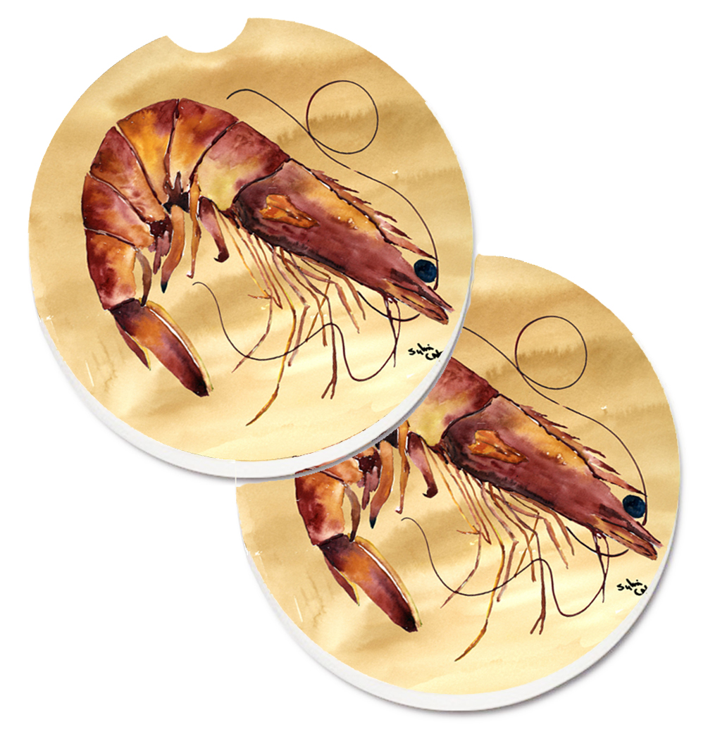 Picture of Carolines Treasures 8161CARC Shrimp Set of 2 Cup Holder Car Coaster