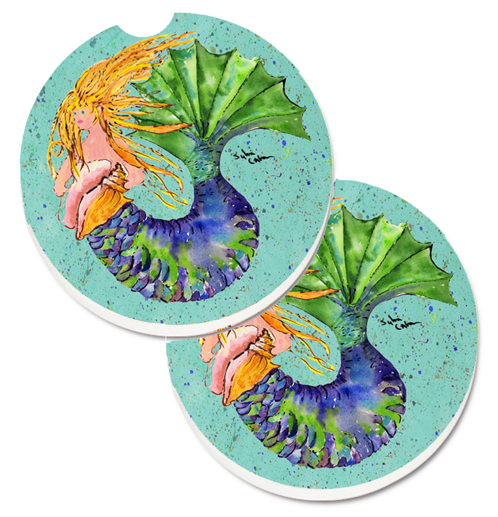 Picture of Carolines Treasures 8336CARC Mermaid Set of 2 Cup Holder Car Coaster