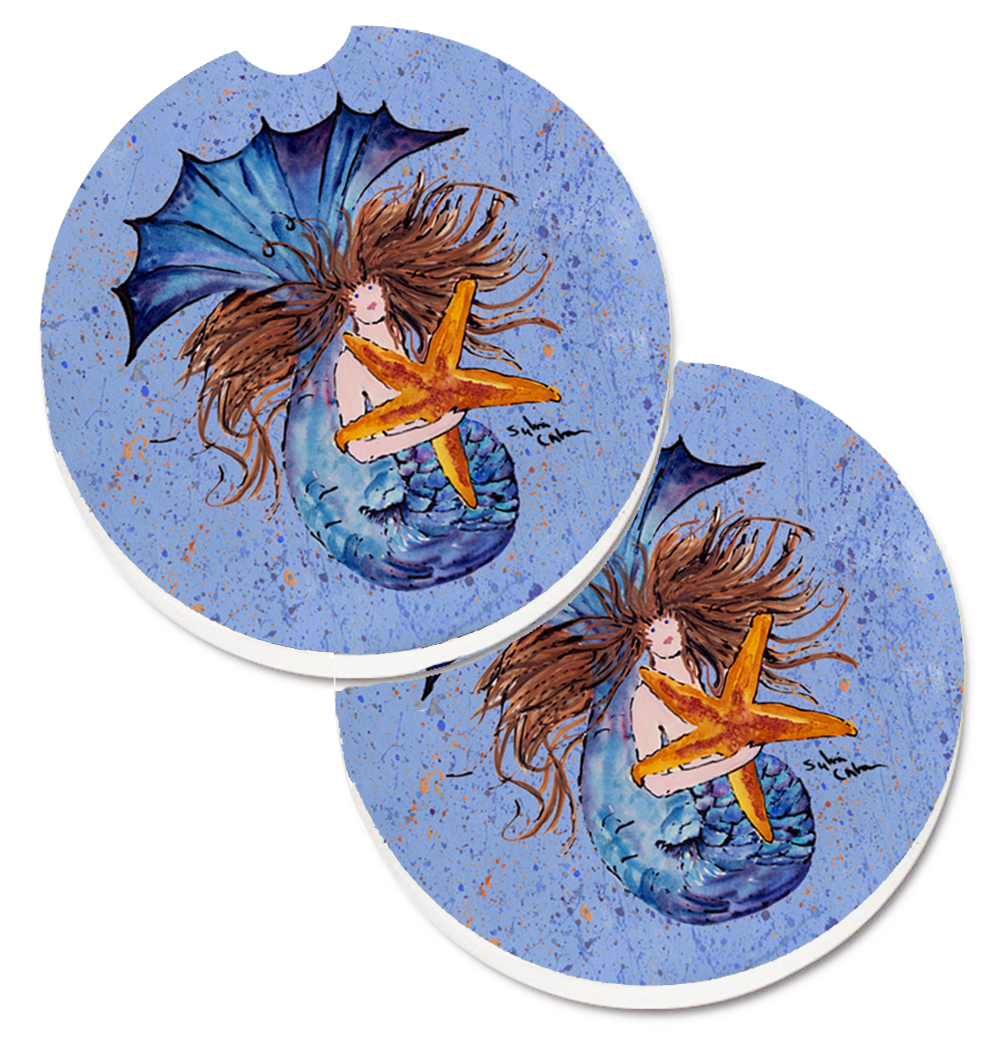 Picture of Carolines Treasures 8337CARC Mermaid Set of 2 Cup Holder Car Coaster