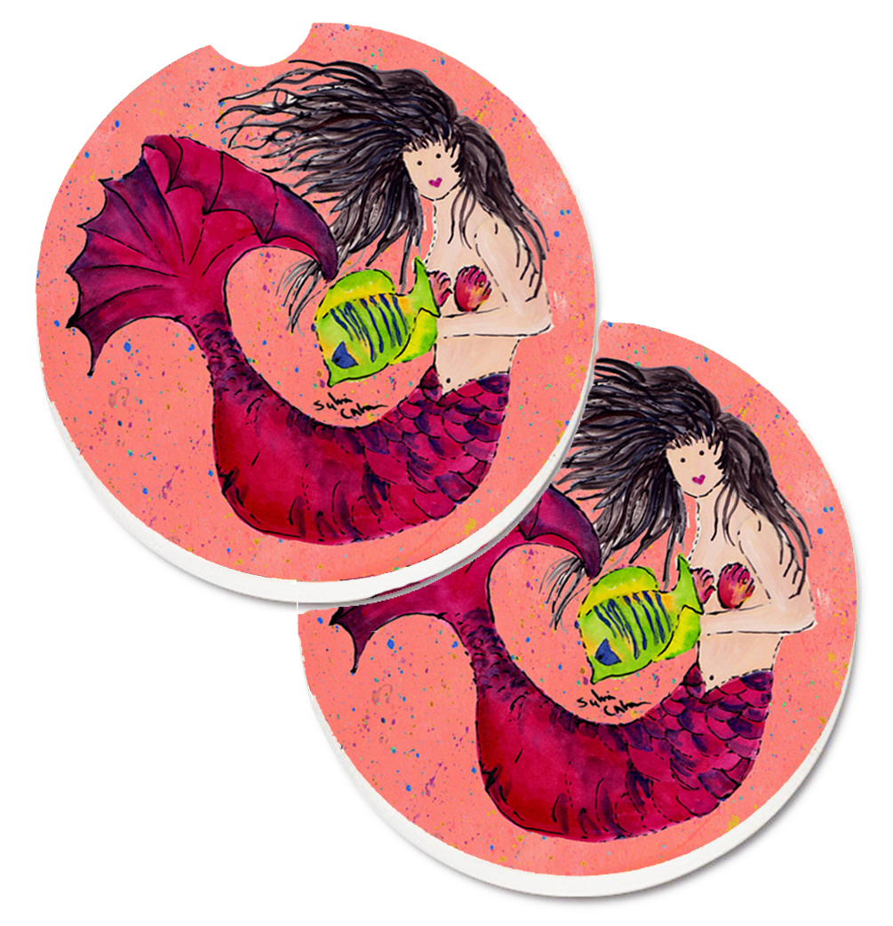 Picture of Carolines Treasures 8338CARC Mermaid Set of 2 Cup Holder Car Coaster