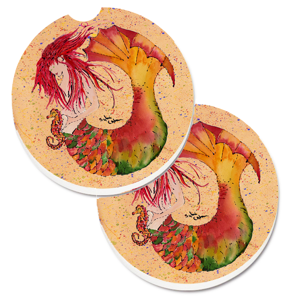 Picture of Carolines Treasures 8339CARC Mermaid Set of 2 Cup Holder Car Coaster