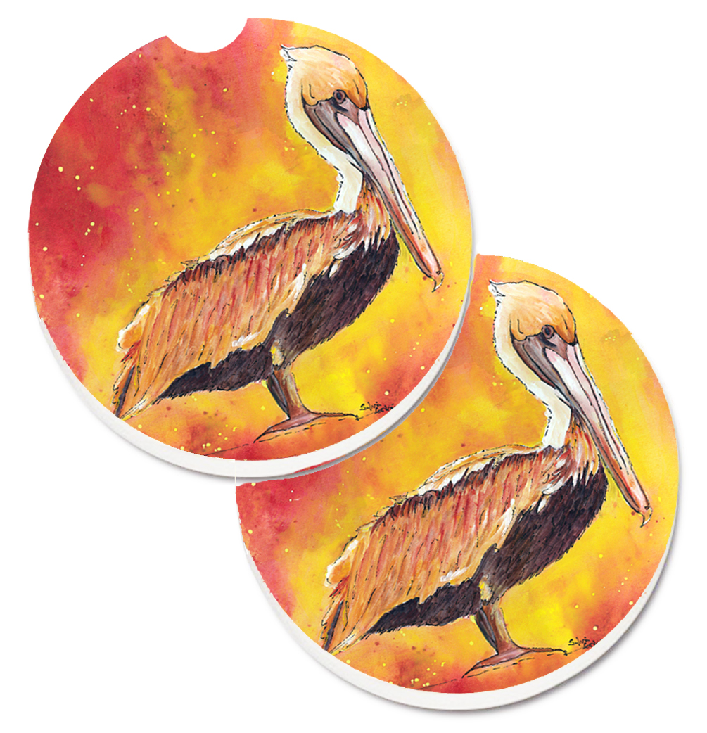 Picture of Carolines Treasures 8344CARC Pelican Set of 2 Cup Holder Car Coaster