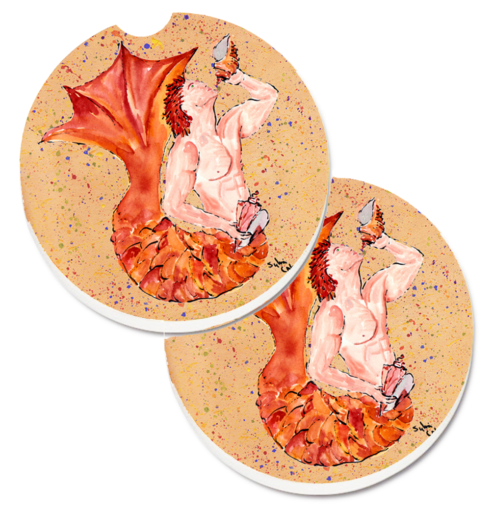 Picture of Carolines Treasures 8346CARC Merman Set of 2 Cup Holder Car Coaster
