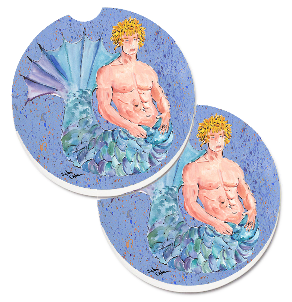 Picture of Carolines Treasures 8347CARC Merman Set of 2 Cup Holder Car Coaster