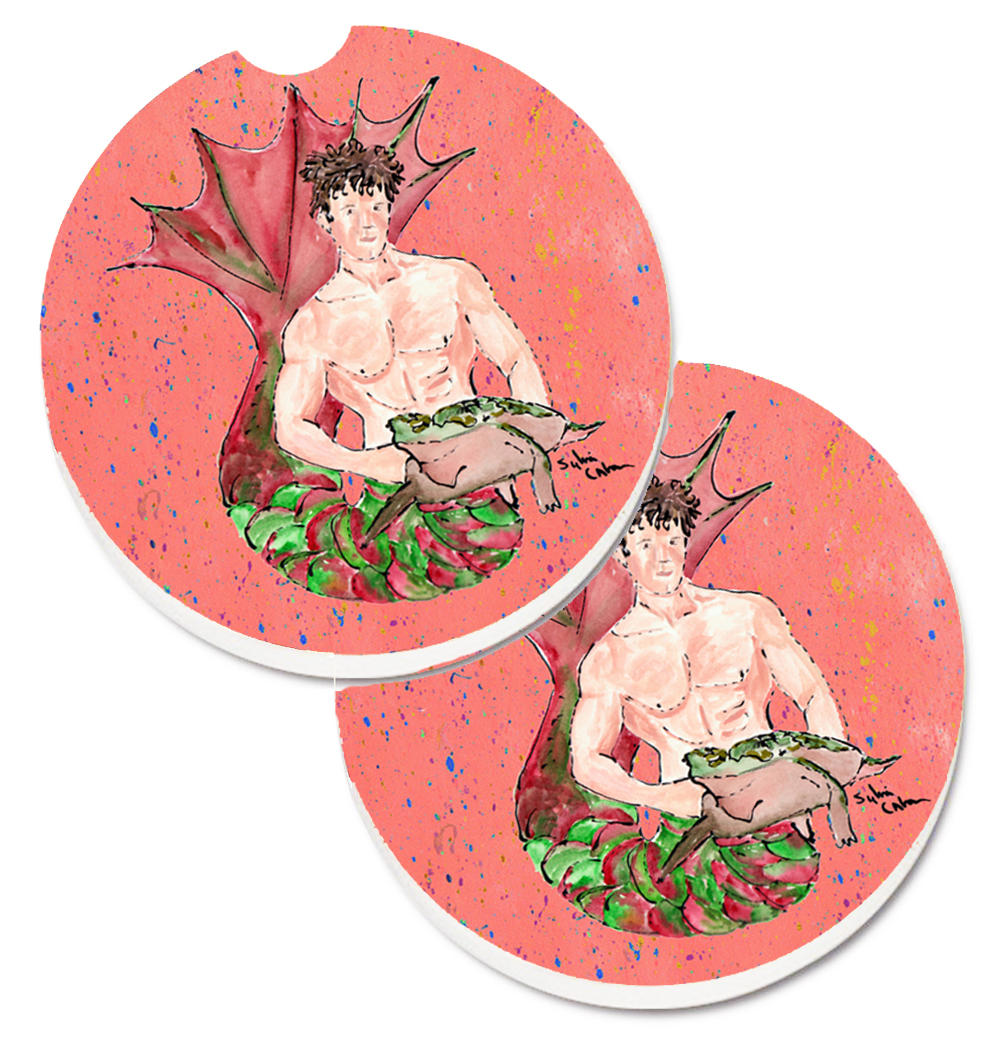 Picture of Carolines Treasures 8348CARC Merman Set of 2 Cup Holder Car Coaster
