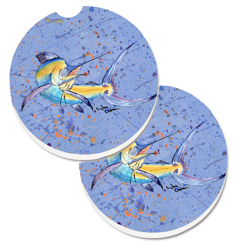 Picture of Carolines Treasures 8350CARC Blue Marlin Set of 2 Cup Holder Car Coaster