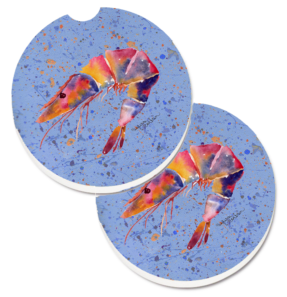 Picture of Carolines Treasures 8455CARC Shrimp Set of 2 Cup Holder Car Coaster