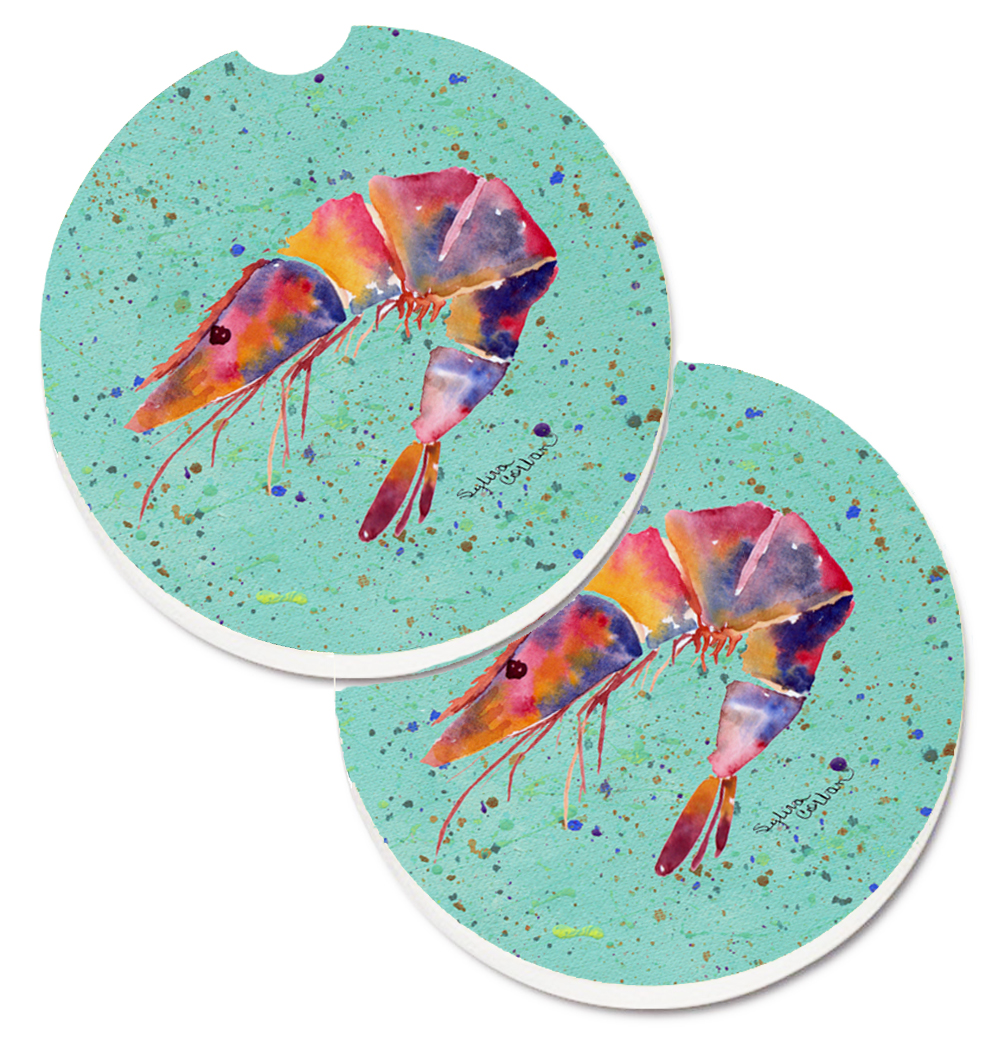 Picture of Carolines Treasures 8464CARC Shrmip Set of 2 Cup Holder Car Coaster