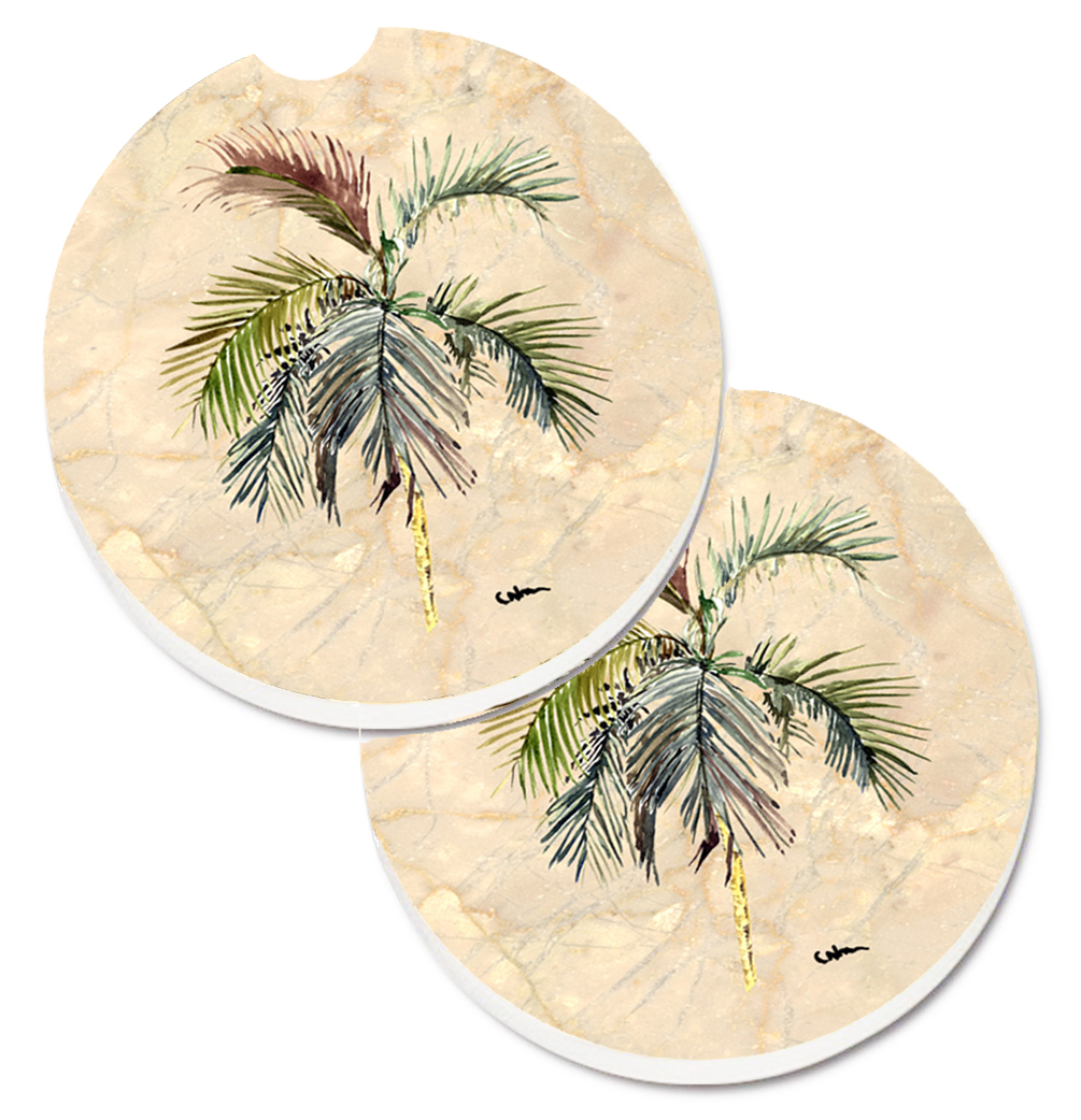 Picture of Carolines Treasures 8483CARC Palm Tree Set of 2 Cup Holder Car Coaster