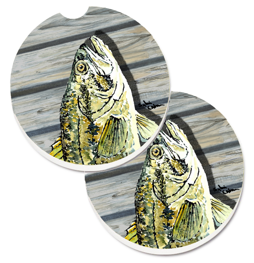8493CARC Fish Bass Small Mouth Set of 2 Cup Holder Car Coaster