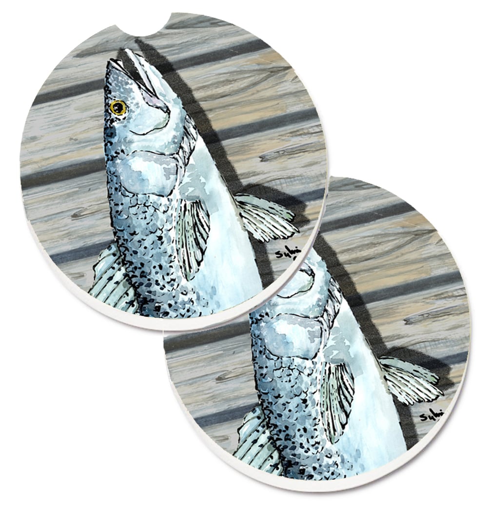 Fish Speckled Trout Set of 2 Cup Holder Car Coaster