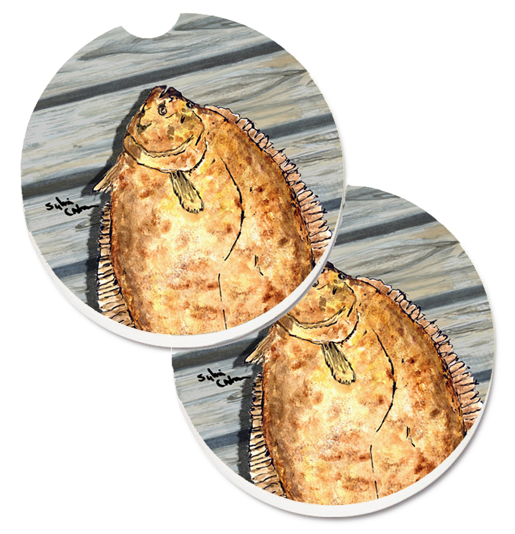Fish Flounder Set of 2 Cup Holder Car Coaster