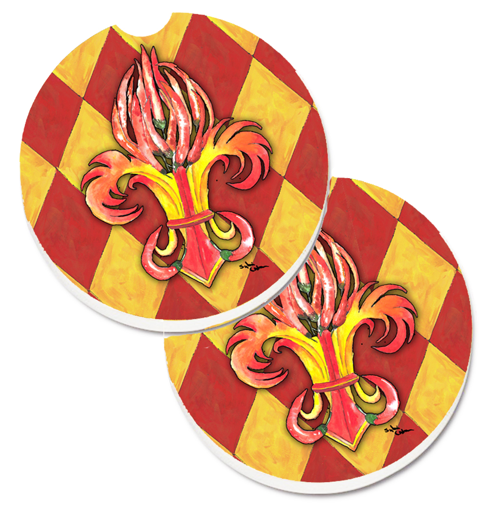 Peppers Fleur De Lis Set of 2 Cup Holder Car Coaster