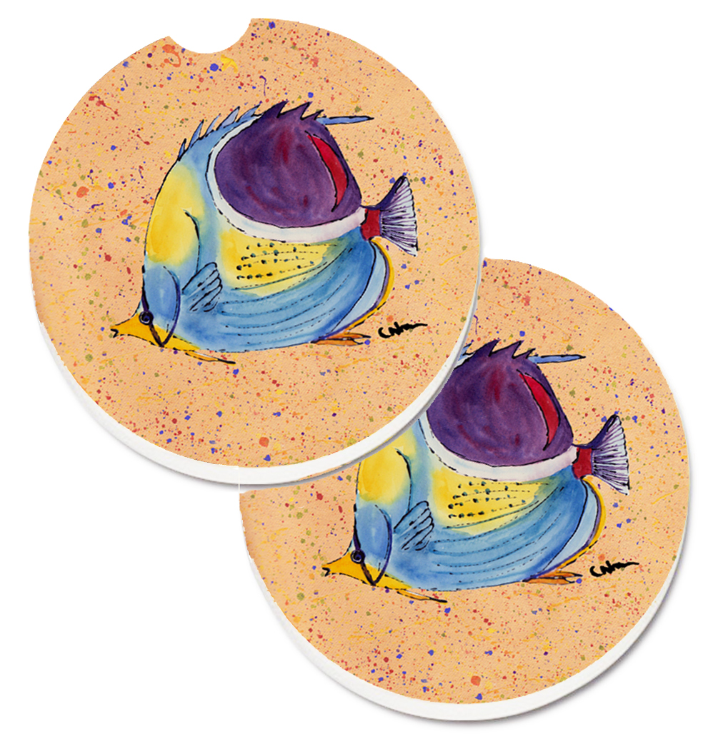 Picture of Carolines Treasures 8529CARC Tropical Fish Set of 2 Cup Holder Car Coaster