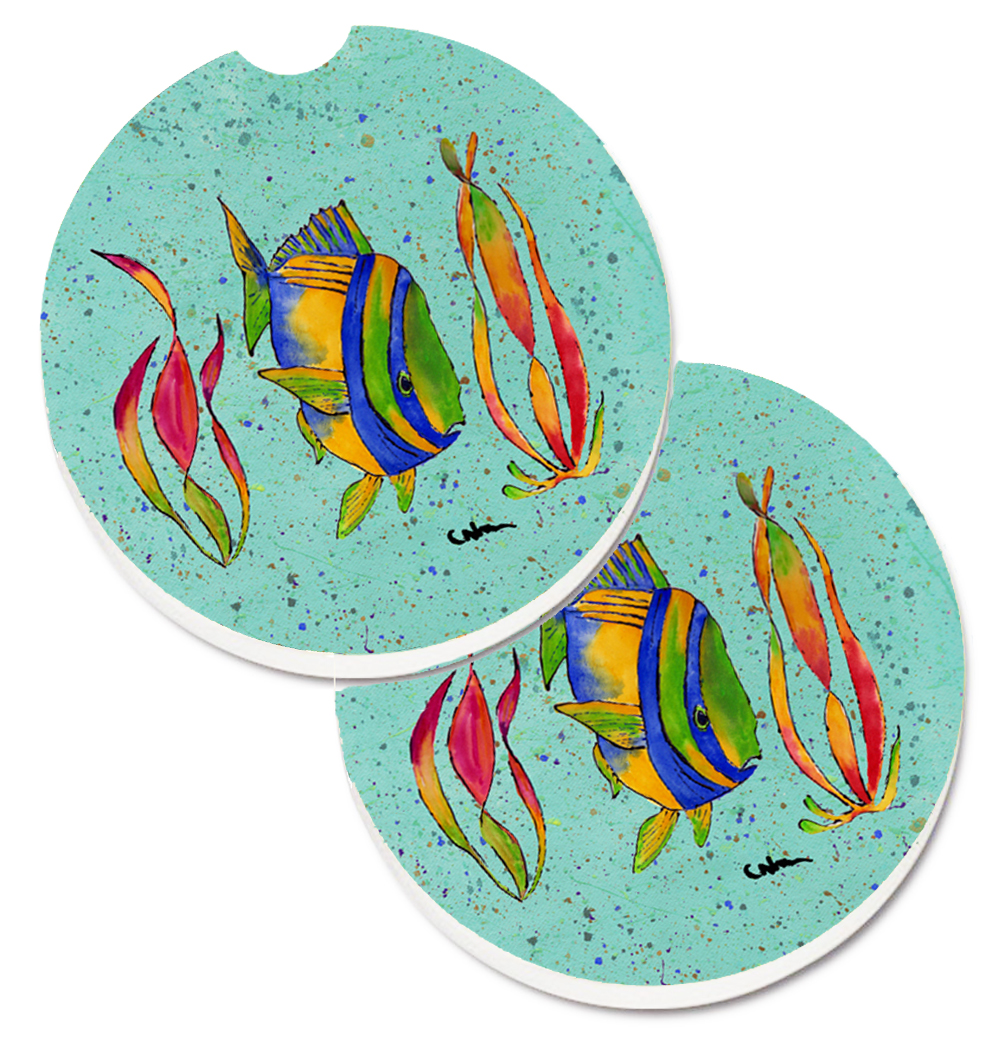 Picture of Carolines Treasures 8530CARC Tropical Fish Set of 2 Cup Holder Car Coaster