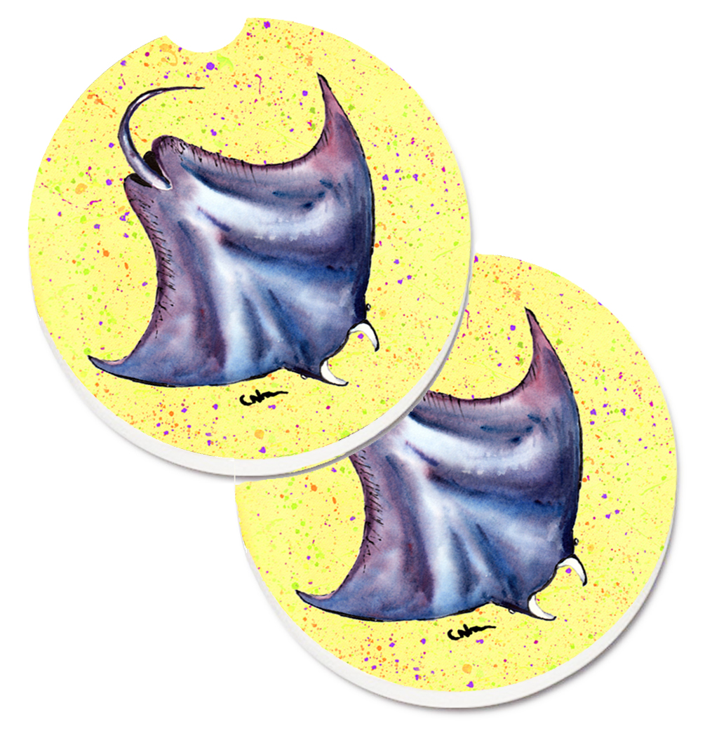 Picture of Carolines Treasures 8531CARC Stingray on Yellow Set of 2 Cup Holder Car Coaster