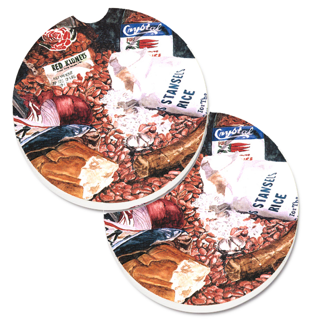 Picture of Carolines Treasures 8536CARC Red Beans & Rice Set of 2 Cup Holder Car Coaster