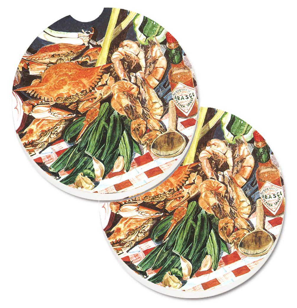 Picture of Carolines Treasures 8537CARC Crab Boil Set of 2 Cup Holder Car Coaster