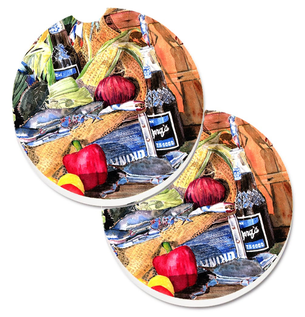 Picture of Carolines Treasures 8538CARC Barqs & Crabs Set of 2 Cup Holder Car Coaster