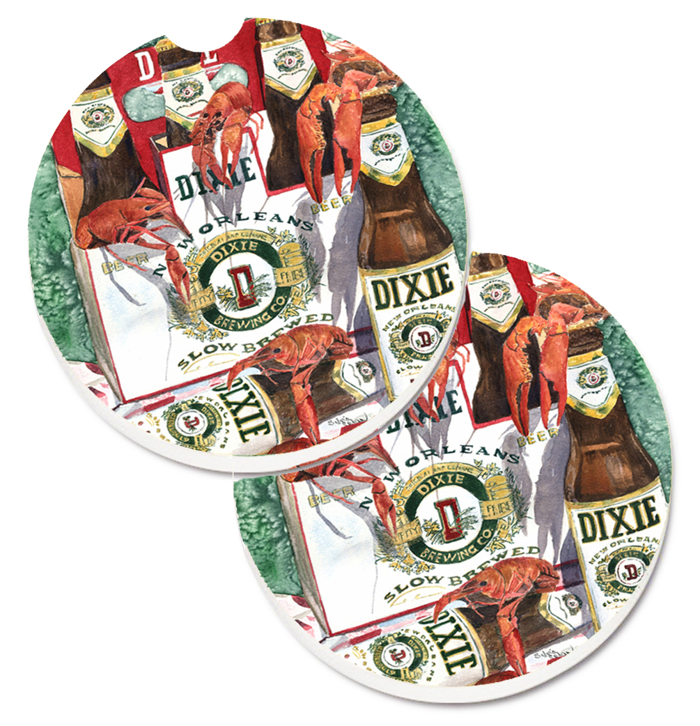 Picture of Carolines Treasures 8541CARC Dixie Beer & Crawfish New Orleans Set of 2 Cup Holder Car Coaster