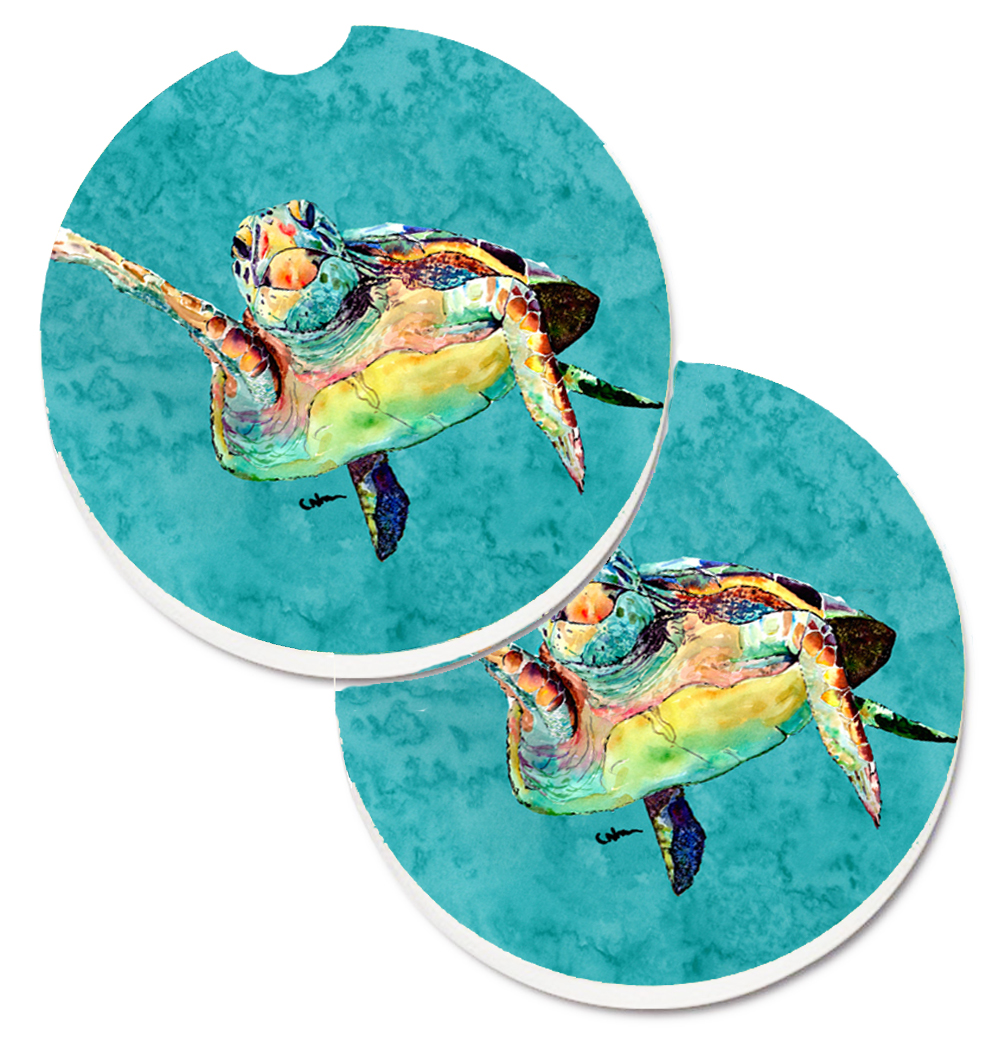 Picture of Carolines Treasures 8672CARC Turtle Set of 2 Cup Holder Car Coaster