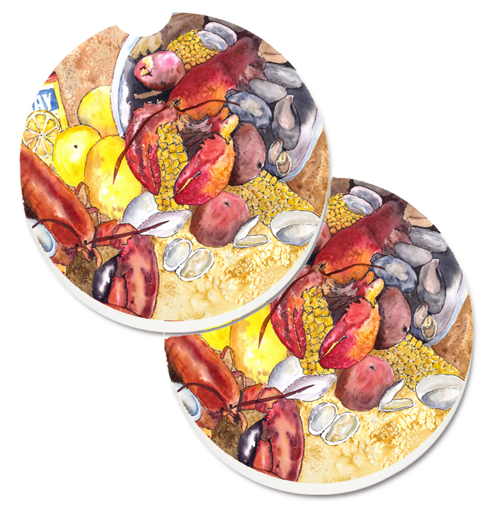 Lobster with Old Bay Set of 2 Cup Holder Car Coaster