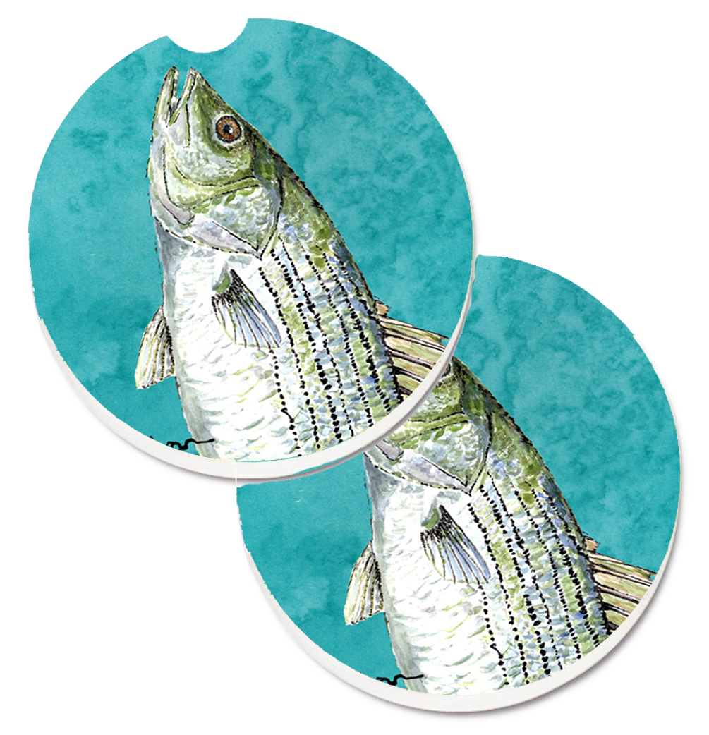 Striped Bass Fish Set of 2 Cup Holder Car Coaster