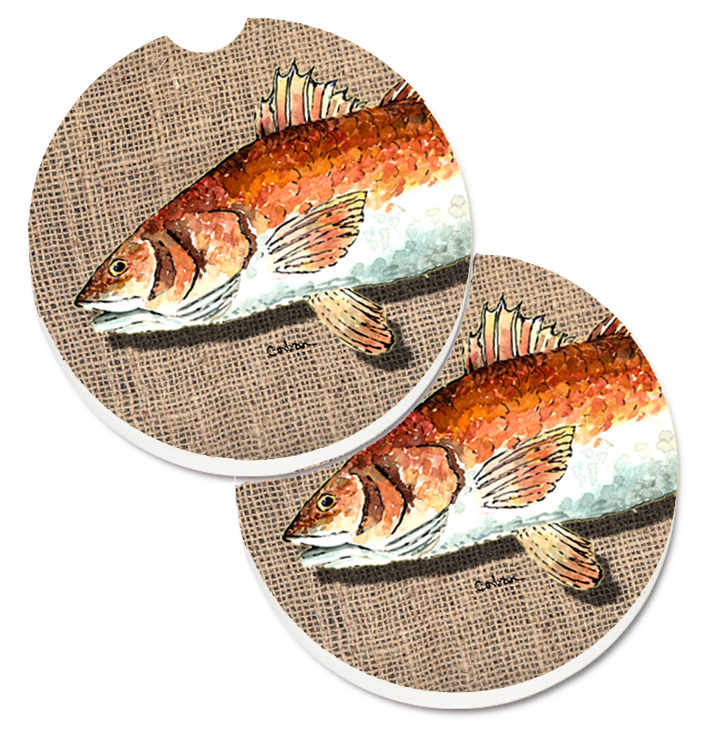 8736CARC Red Fish Set of 2 Cup Holder Car Coaster