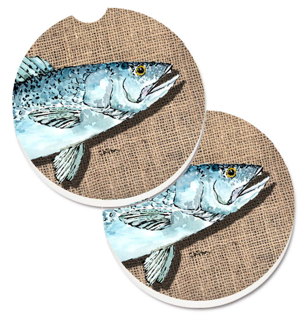 Fish Speckled Trout Set of 2 Cup Holder Car Coaster