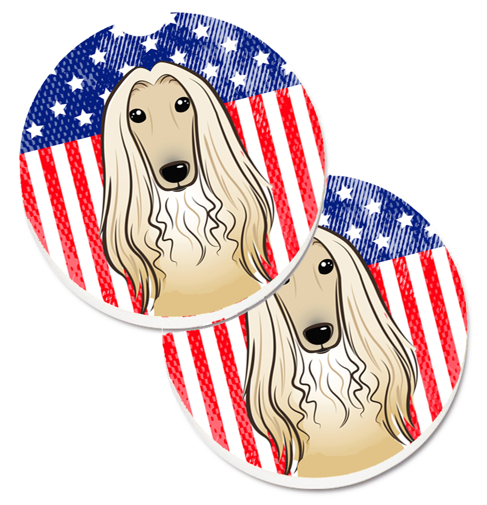 American Flag & Afghan Hound Set of 2 Cup Holder Car Coaster