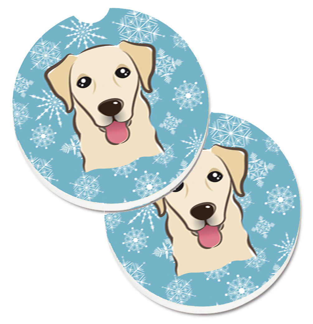 Snowflake Golden Retriever Set of 2 Cup Holder Car Coaster