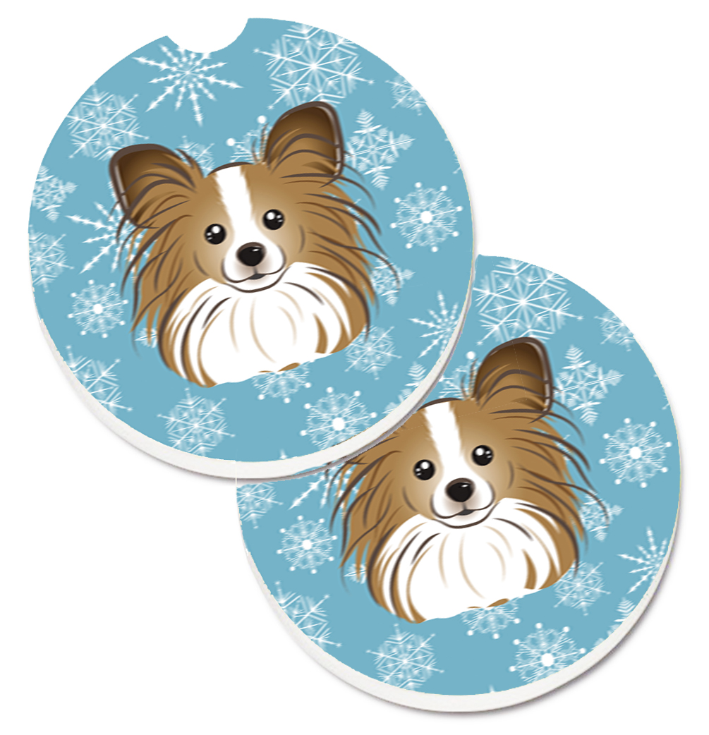 Snowflake Papillon Set of 2 Cup Holder Car Coaster