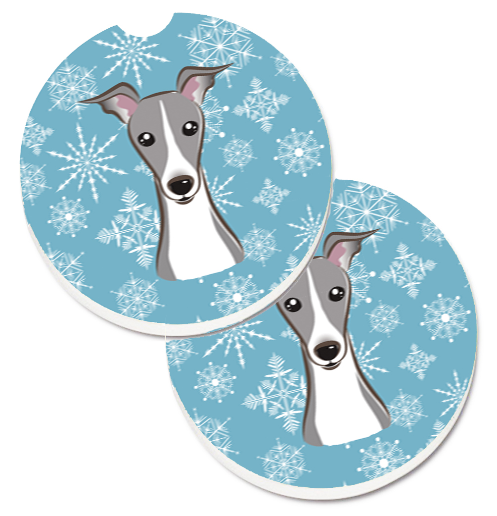 BB1670CARC Snowflake Italian Greyhound Set of 2 Cup Holder Car Coaster