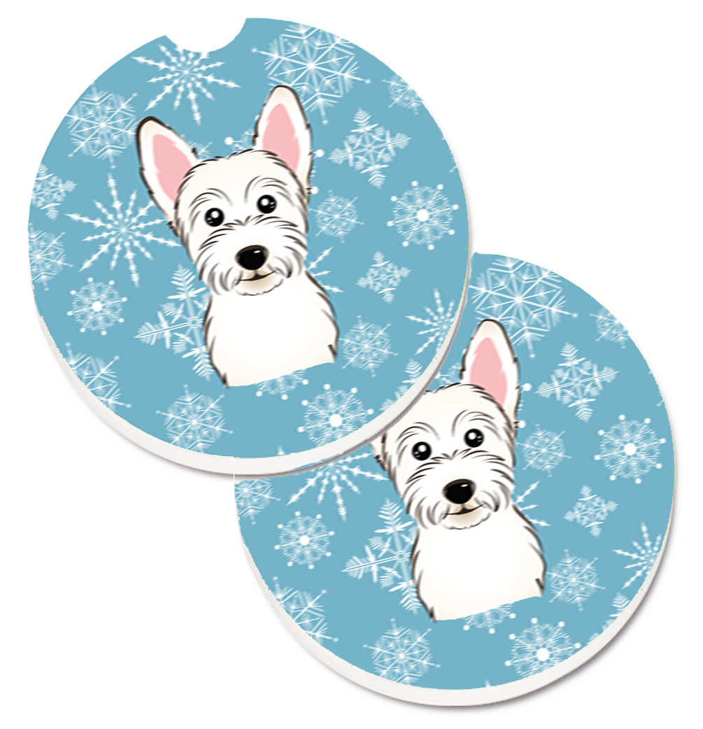 Snowflake Westie Set of 2 Cup Holder Car Coaster