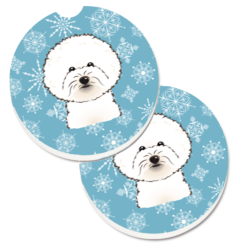 Snowflake Bichon Frise Set of 2 Cup Holder Car Coaster