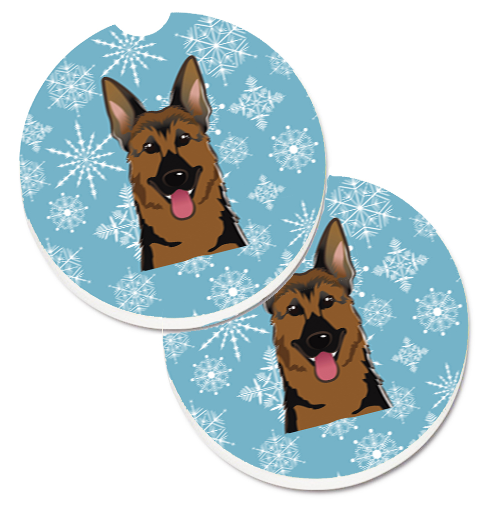 Snowflake German Shepherd Set of 2 Cup Holder Car Coaster