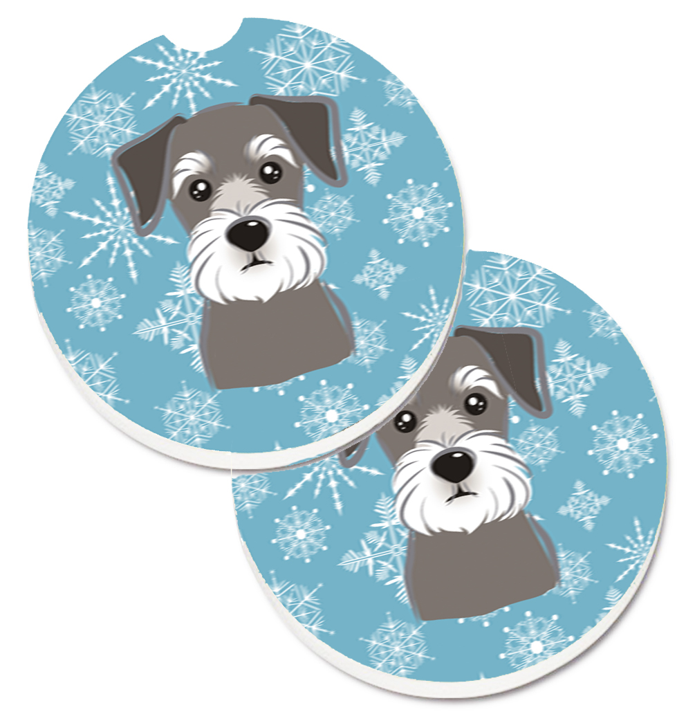 Snowflake Schnauzer Set of 2 Cup Holder Car Coaster