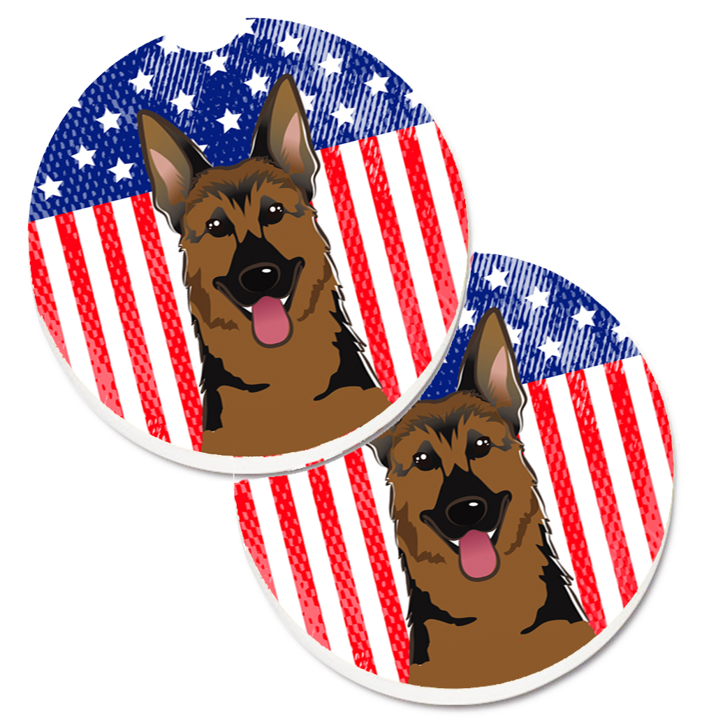 American Flag & German Shepherd Set of 2 Cup Holder Car Coaster