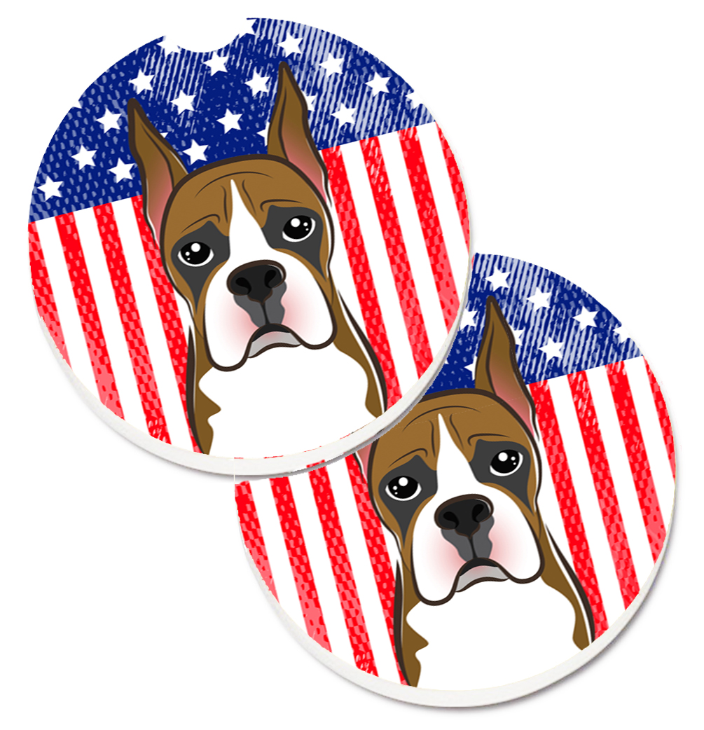 American Flag & Boxer Set of 2 Cup Holder Car Coaster