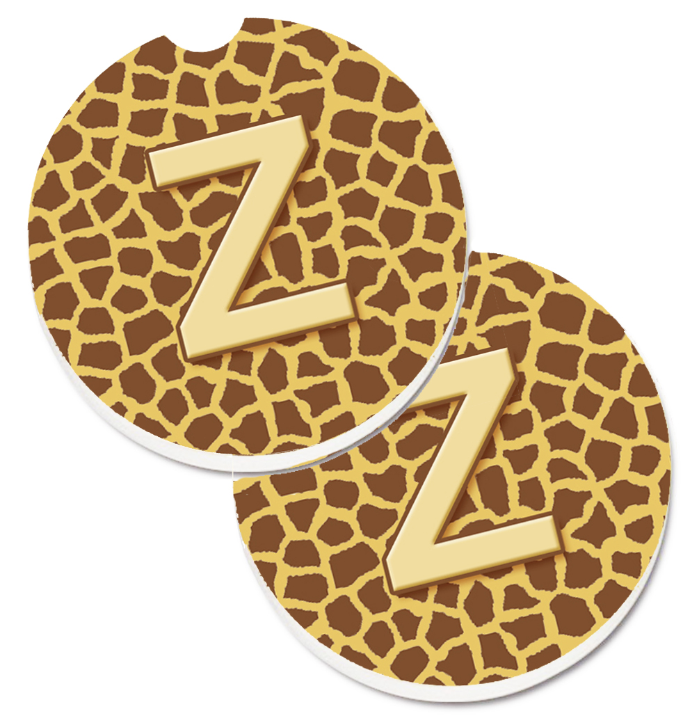 CJ1025-ZCARC Monogram Initial Z Giraffe Set of 2 Cup Holder Car Coaster