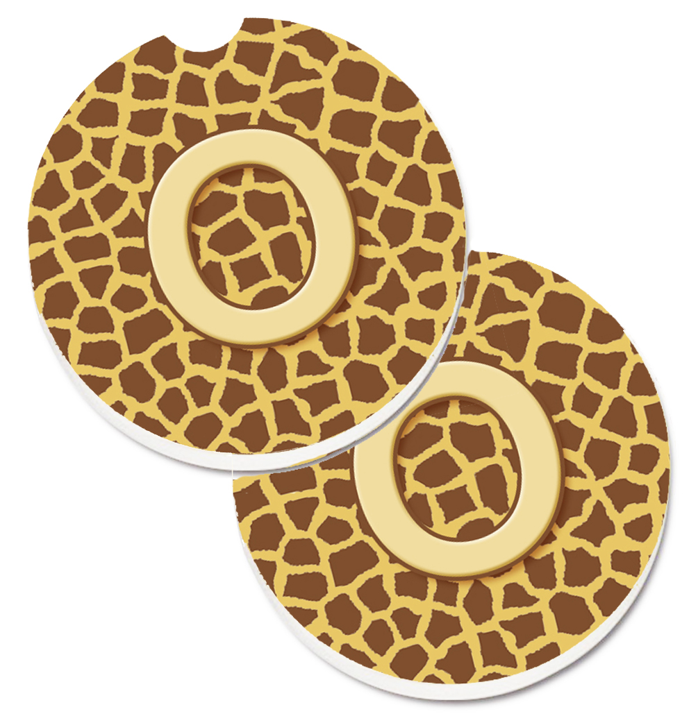 CJ1025-OCARC Monogram Initial O Giraffe Set of 2 Cup Holder Car Coaster