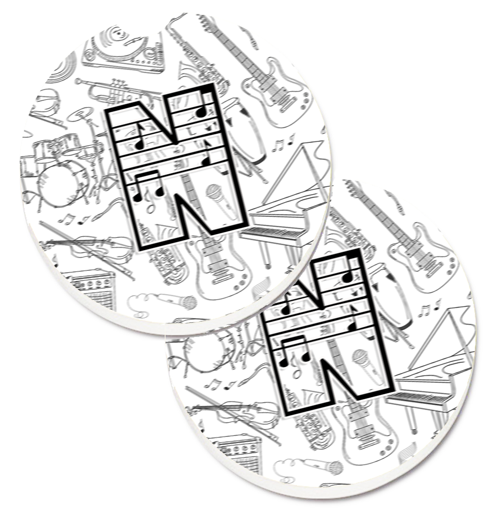 CJ2007-NCARC Letter N Musical Note Letters Set of 2 Cup Holder Car Coaster