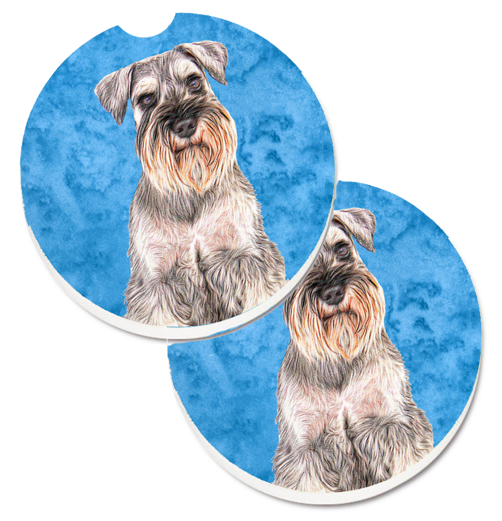 KJ1229BUCARC Blue Schnauzer Set of 2 Cup Holder Car Coaster