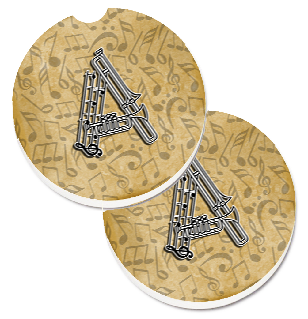 CJ2004-ACARC Letter A Musical Instrument Alphabet Set of 2 Cup Holder Car Coaster