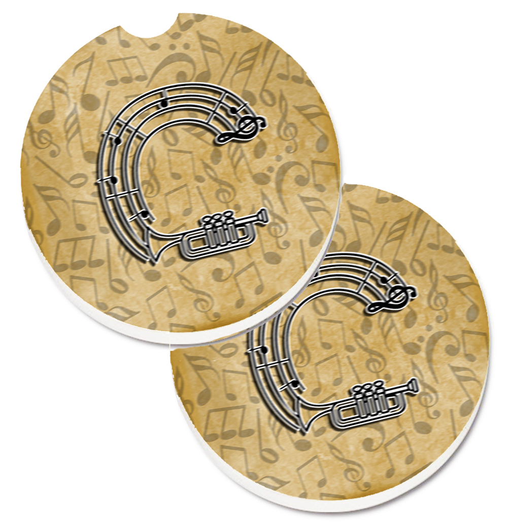 CJ2004-CCARC Letter C Musical Instrument Alphabet Set of 2 Cup Holder Car Coaster