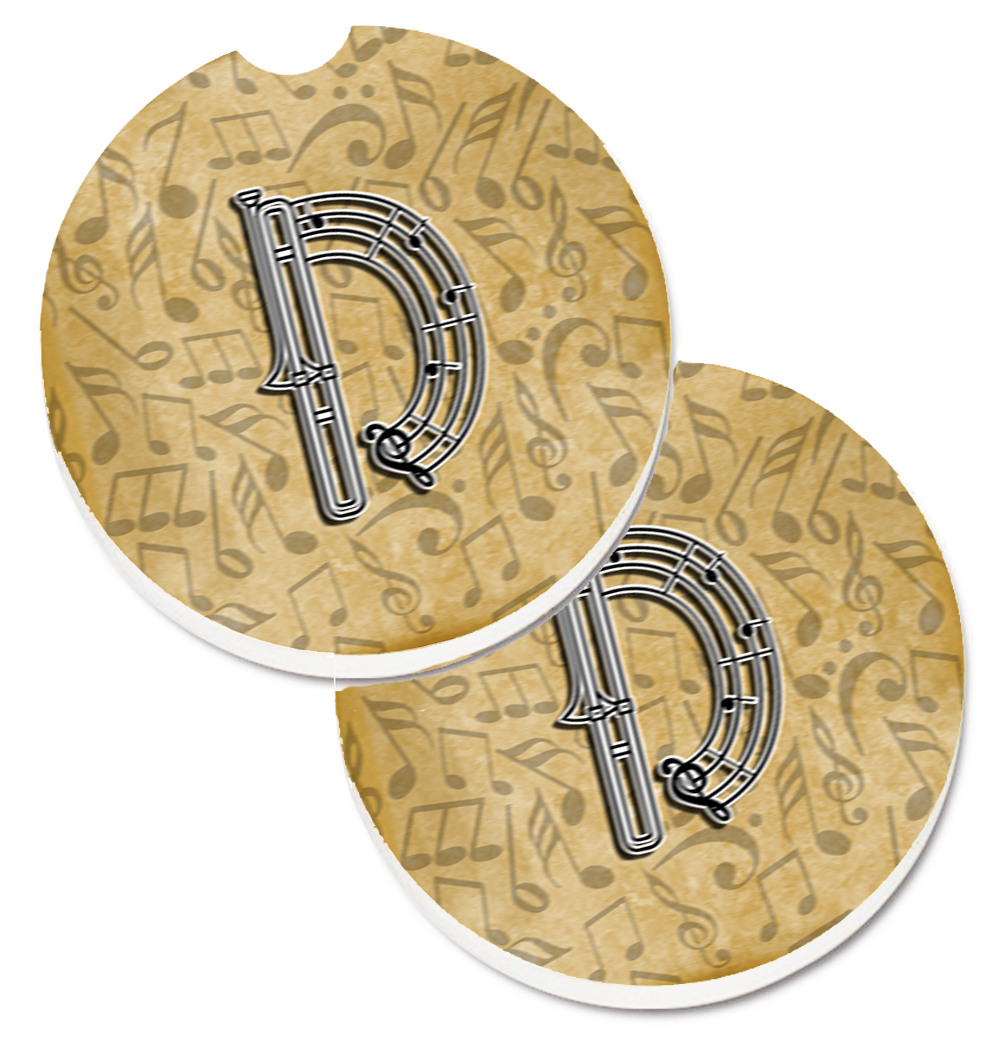 CJ2004-DCARC Letter D Musical Instrument Alphabet Set of 2 Cup Holder Car Coaster