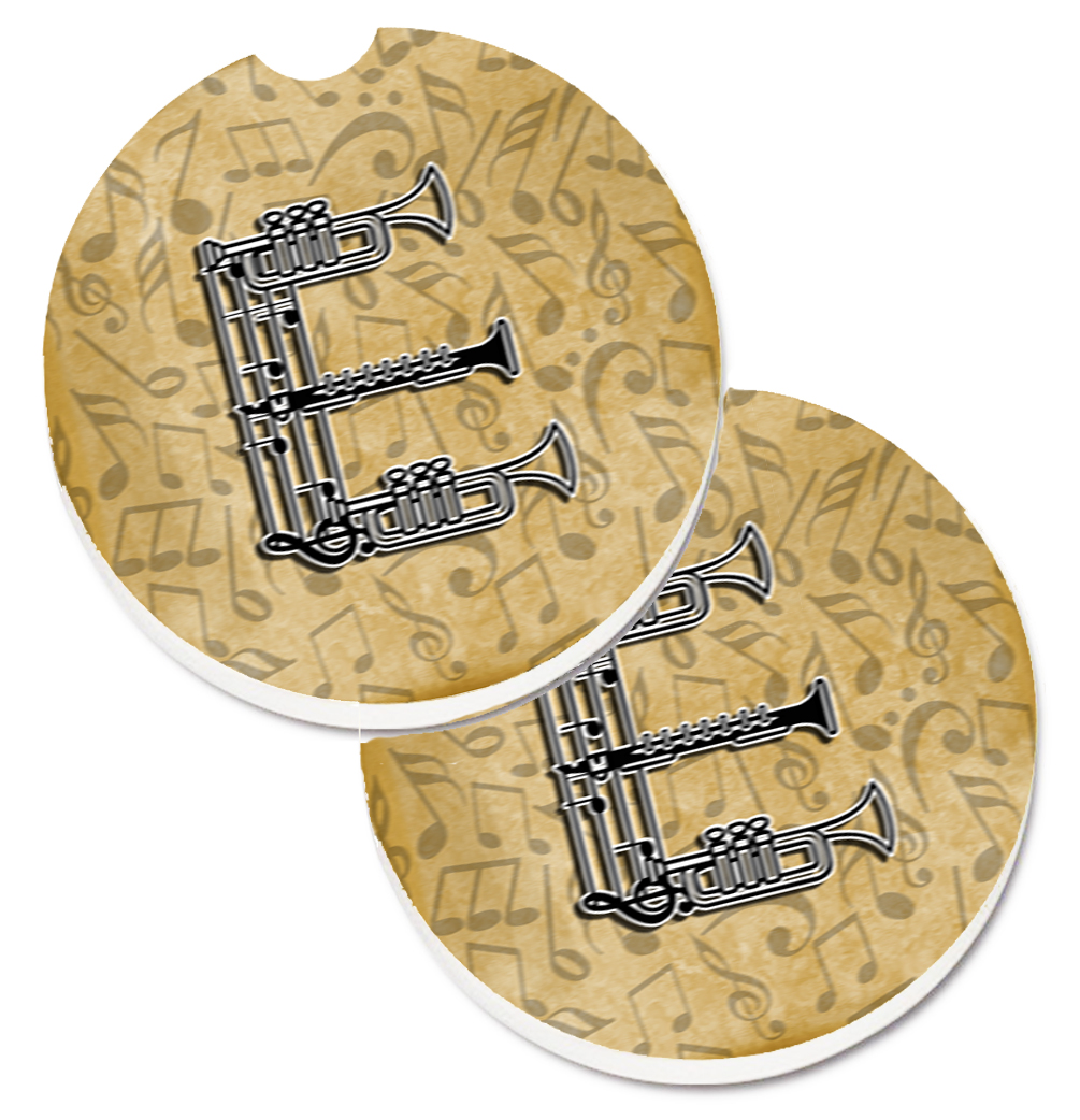 CJ2004-ECARC Letter E Musical Instrument Alphabet Set of 2 Cup Holder Car Coaster