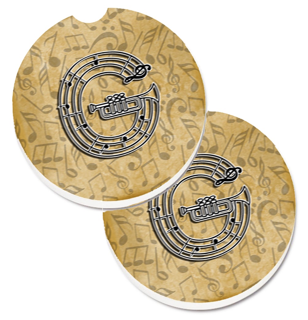 CJ2004-GCARC Letter G Musical Instrument Alphabet Set of 2 Cup Holder Car Coaster